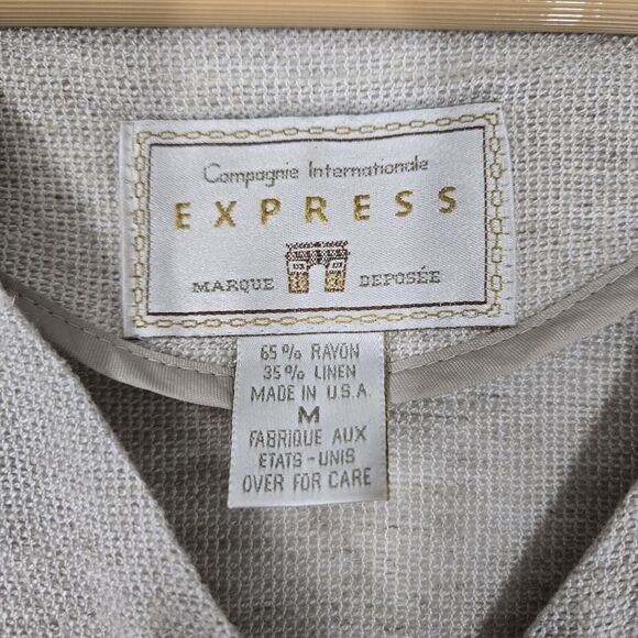 Vtg Campagnie Internationale Express Jacket Linen Blend Pockets Button Front | M - Picture 11 of 14